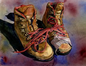 Tribute (Oh, the places we've been) - My beloved old leather hiking boots, after many adventures and many miles