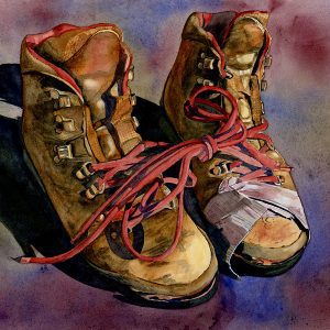 Tribute (Oh, the places we've been) - My beloved old leather hiking boots, after many adventures and many miles