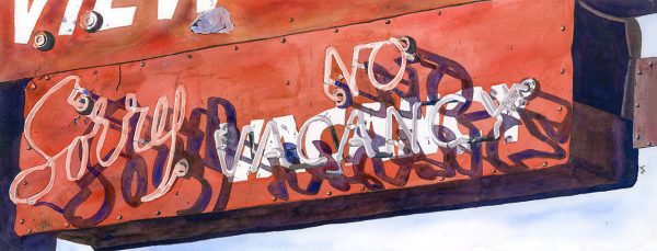 Hill Top's Former Glory - Detail of glorious old motel sign alongside the shuttered Hill Top Motel, on Route 66 in Kingman, Arizona