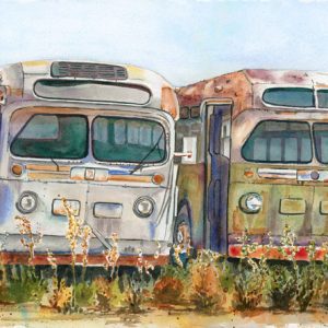 Last Stop - Four old friends at a retired commercial bus boneyard in Williams, California
